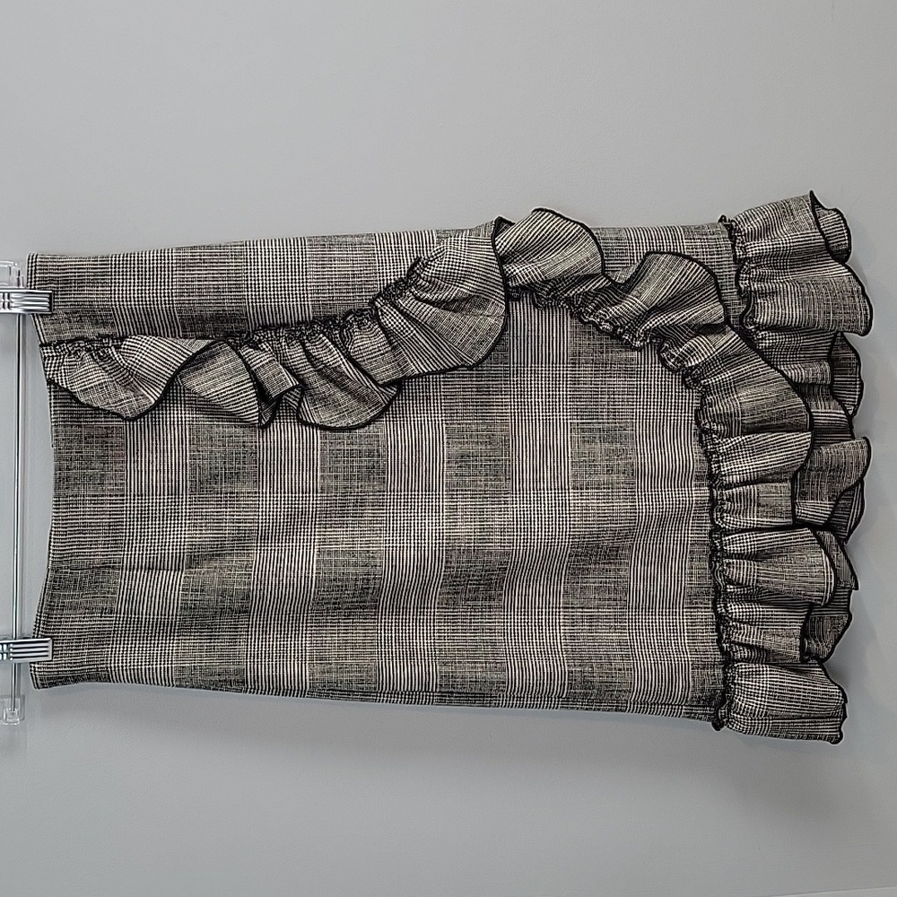 Rebecca Taylor black & white Plaid ruffle Skirt Knee length